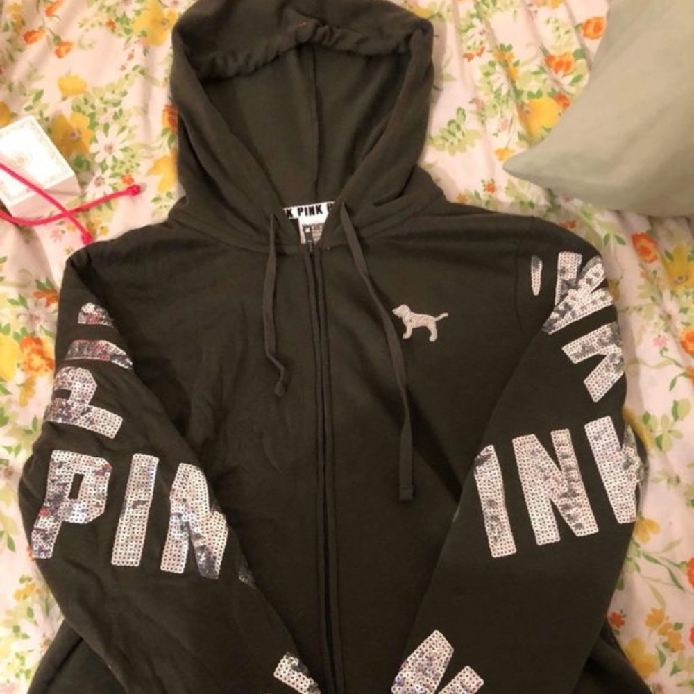 Pink Hooded full zip sweater